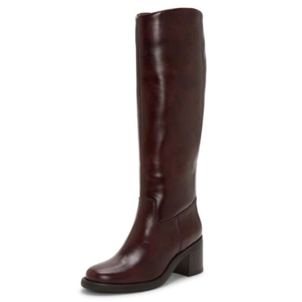 Vince Camuto Womens Amree Knee High Boot US 6 M EU 36.5 Red Mahogany Leather NIB